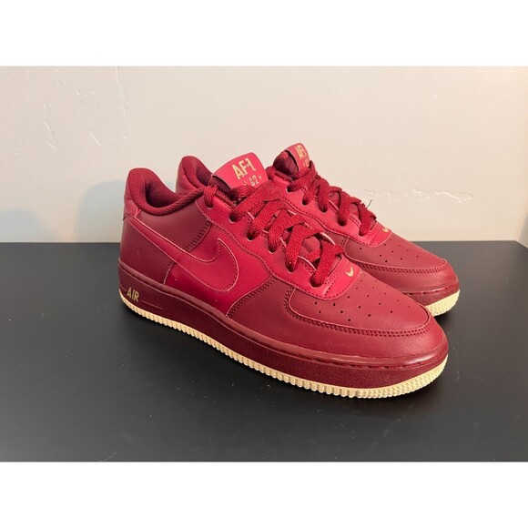 Nike Other - 2018 NIKE AIR FORCE 1‎ GS LOW TEAM RED BURGUNDY SUMMIT WHITE GOLD 314192-613 7Y